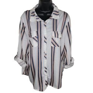 Eden & Olivia striped button down shirt top 3x